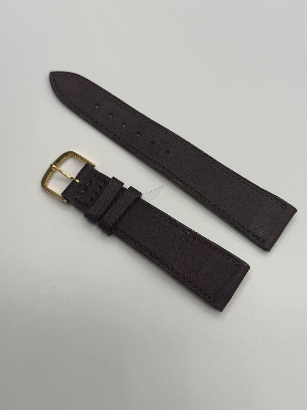 21mm Kreisler Brown Calfskin Shark NOS Vintage Watch Band & Gold-Tone Buckle